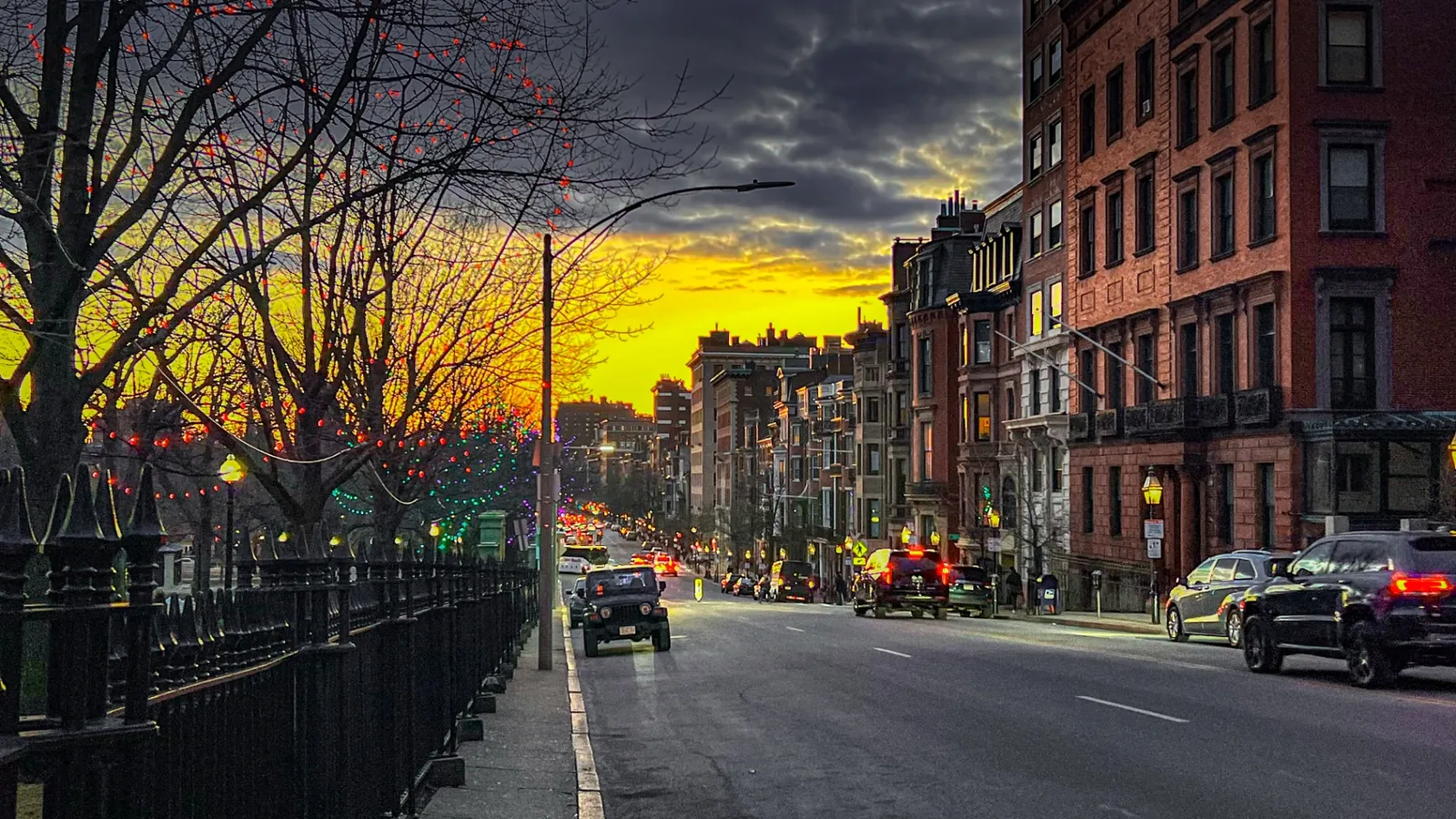 Boston cityscape at golden hour